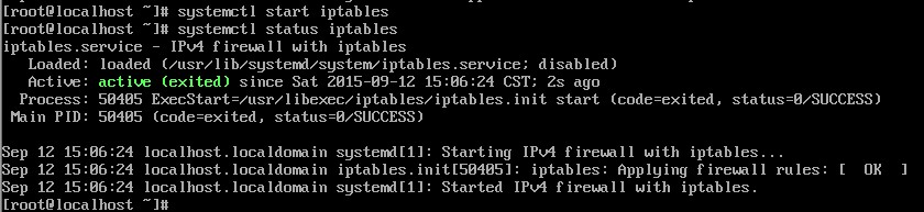 检查iptables是否成功启动