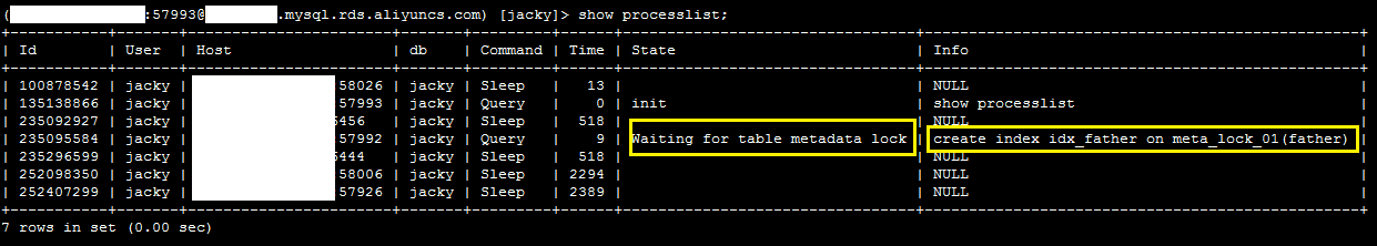 MySQL 表上 Metadata lock 的处理